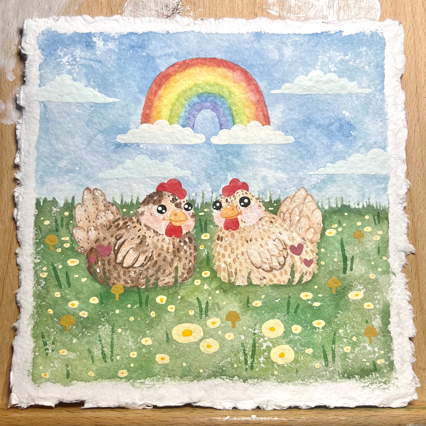 Chickens in Love Painting
