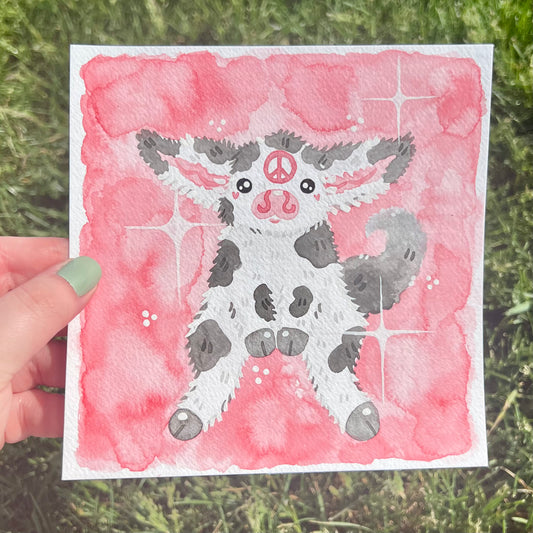 Pinky Peace Cow Painting