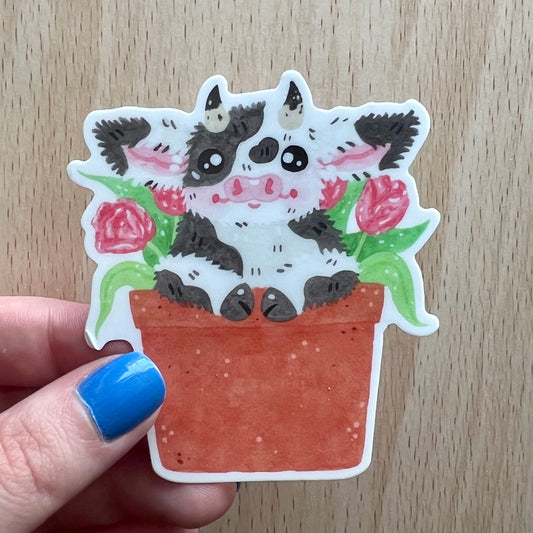 Cow Planter Sticker
