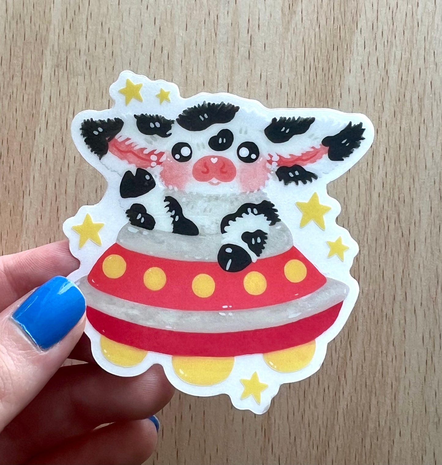 Clear Space Cow Sticker
