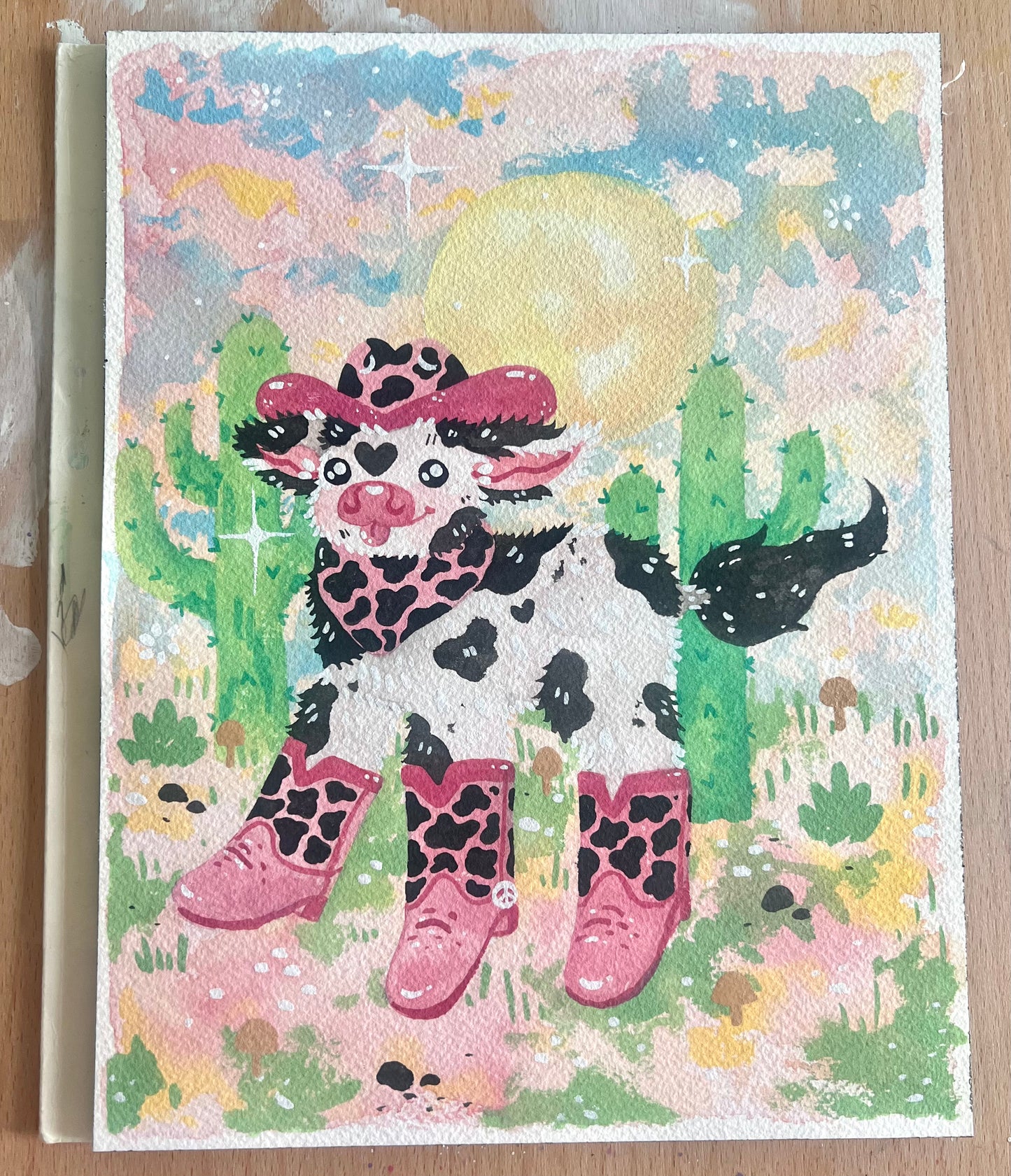 Cowgirl Cow Painting