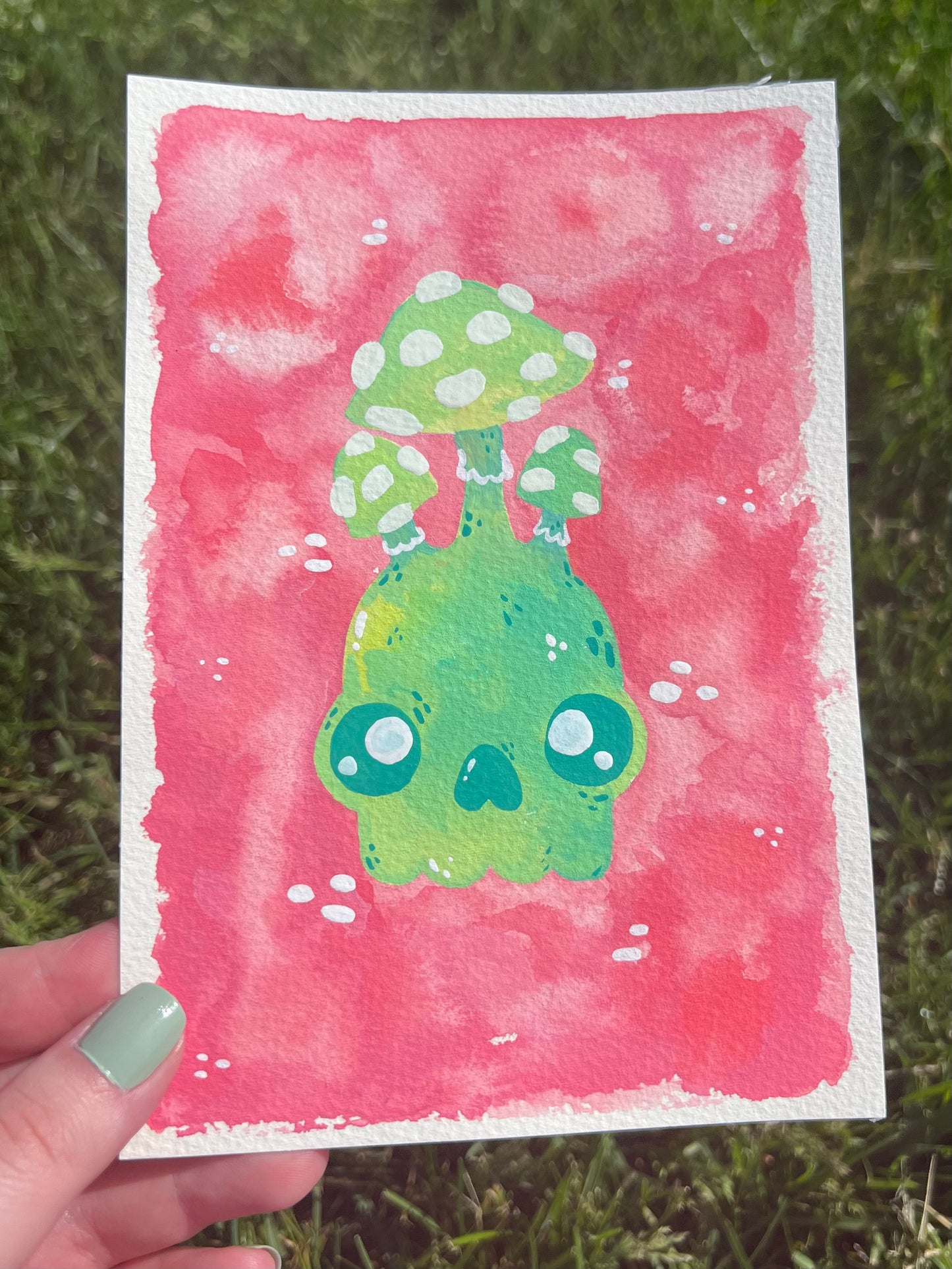 Green Skull Painting