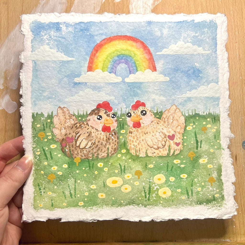Chickens in Love Painting