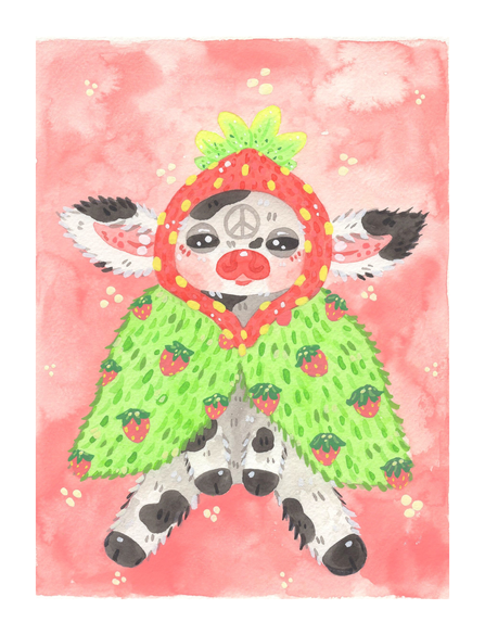 Strawberry Peace Cow Print