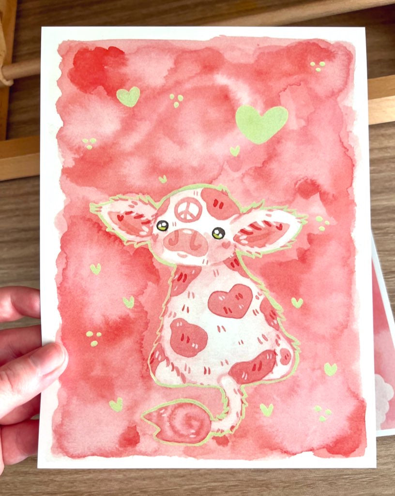 Pink and Mint Cow Print