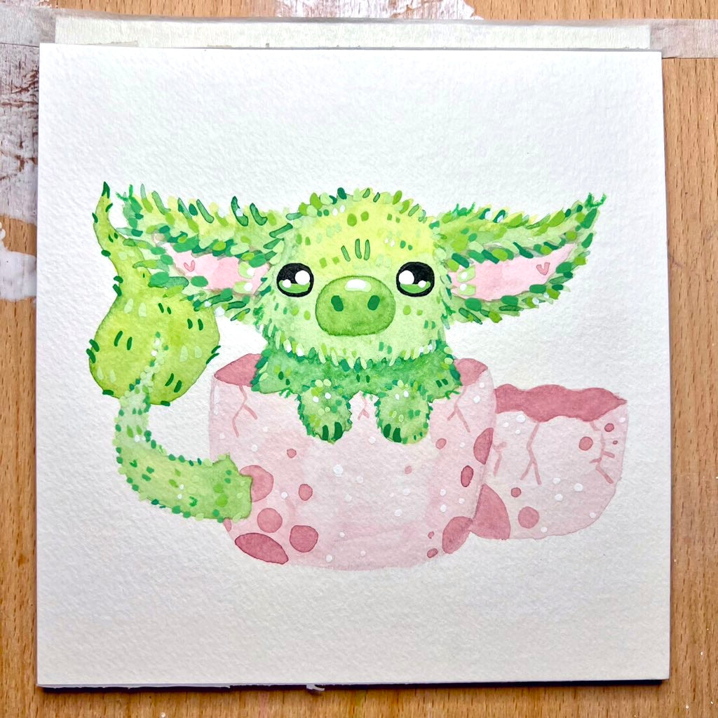 Hatching Green Dragon Painting