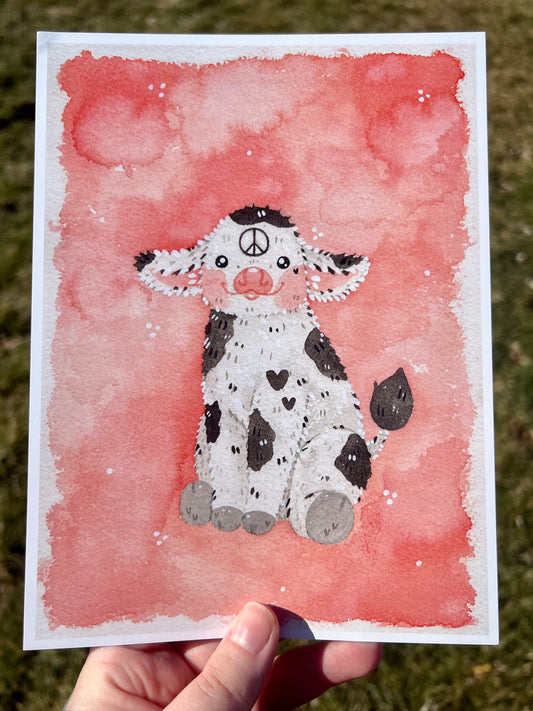 Watercolory Cow Print